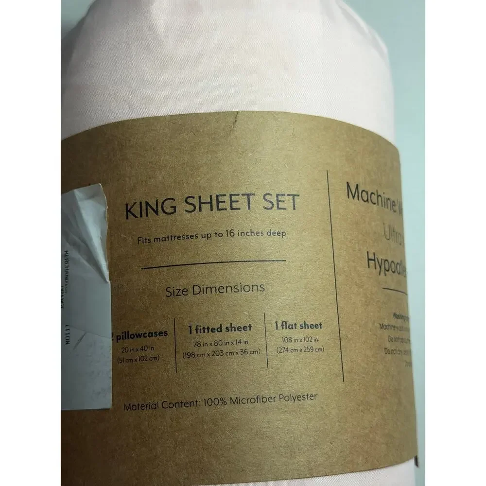 NEW! Casual Comfort iEnjoy 4PC King Premium Sheet Set Pink